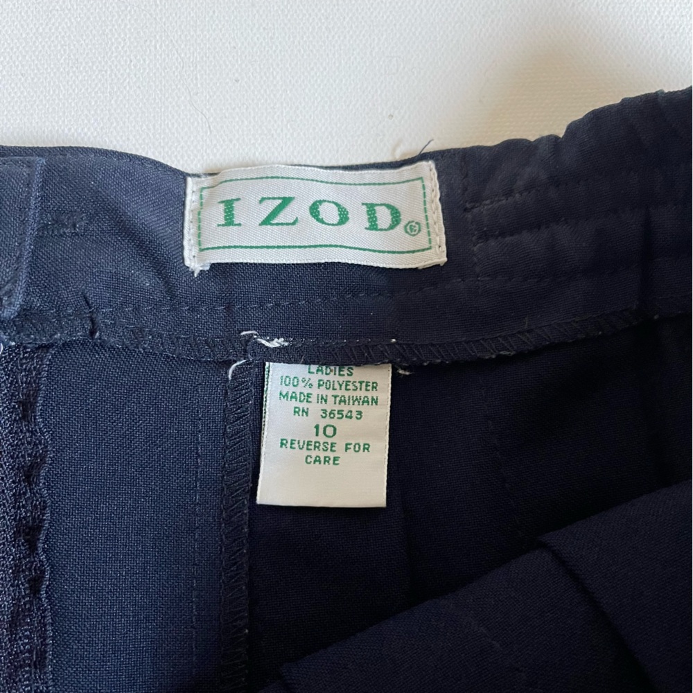 IZOD Vintage Pleated Mini Tennis Skirt Golf Navy Blue High Waisted Zip Size 10 - Picture 4 of 4